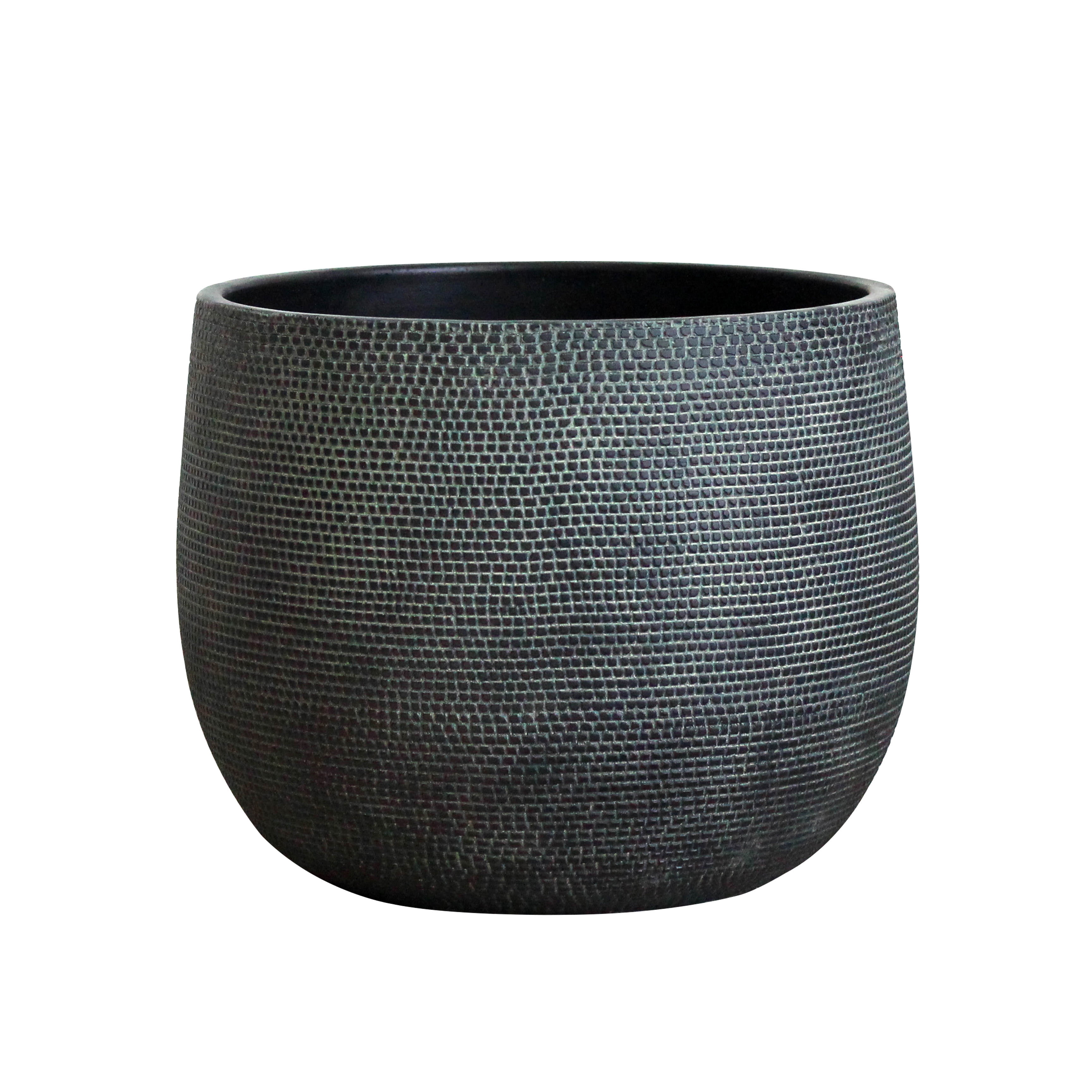 Barcelona Ceramic Plant Pot Large 10 inch Black Flower Pots Indoor