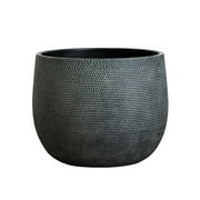 Barcelona Ceramic Plant Pot Large 10 inch - Black Flower Pots - Indoor & Outdoor Planters