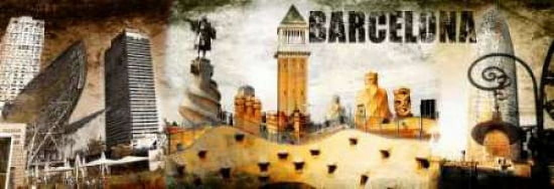 Barcelona Collage 02 Canvas Art - Adamsky (8 x 24)