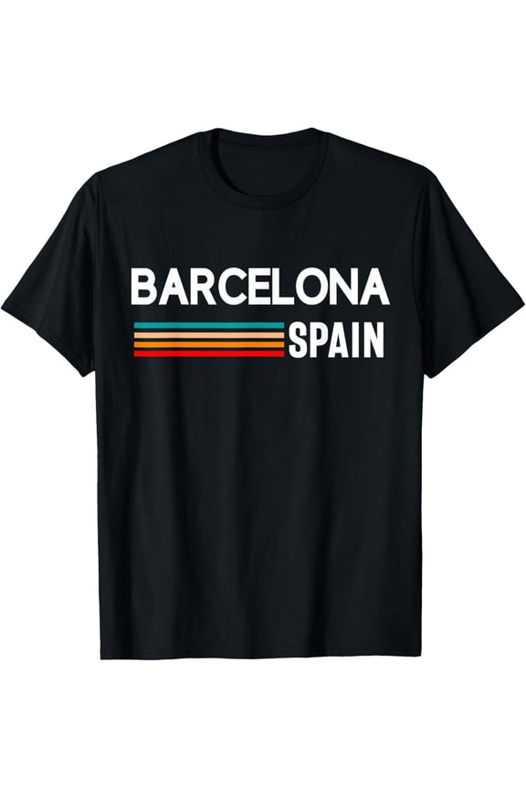 Barcelona Espana Spain Est. Souvenir Flag Map Vacation T-Shirt