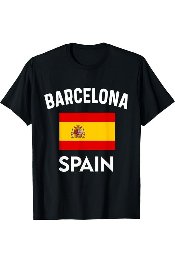 Barcelona Espana Spain Est. Souvenir Flag Map Vacation T-Shirt