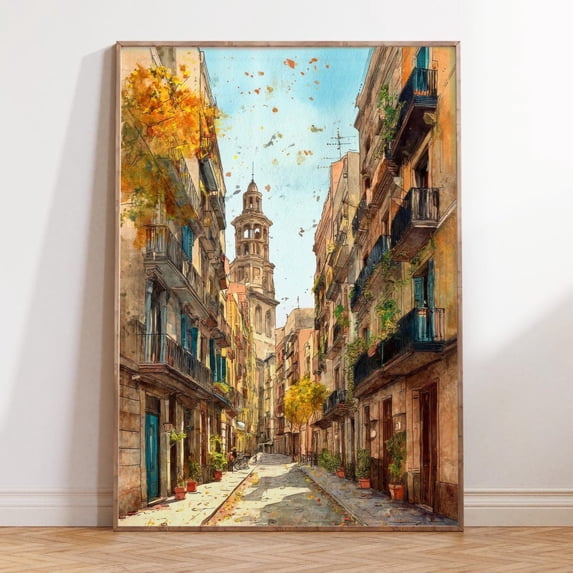 Barcelona Gothic Quarter Wall Art Print, Spain Historic Street Decor ...