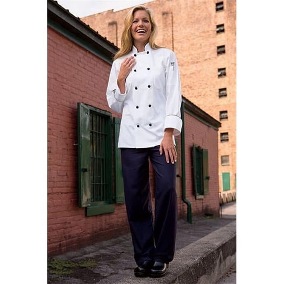 Barcelona Knot Piping Coat in White/Black - Large