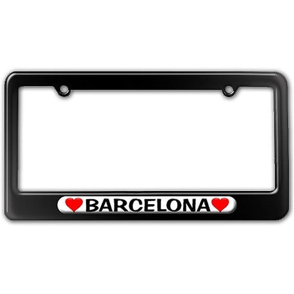 Barcelona Love with Hearts License Plate Frame