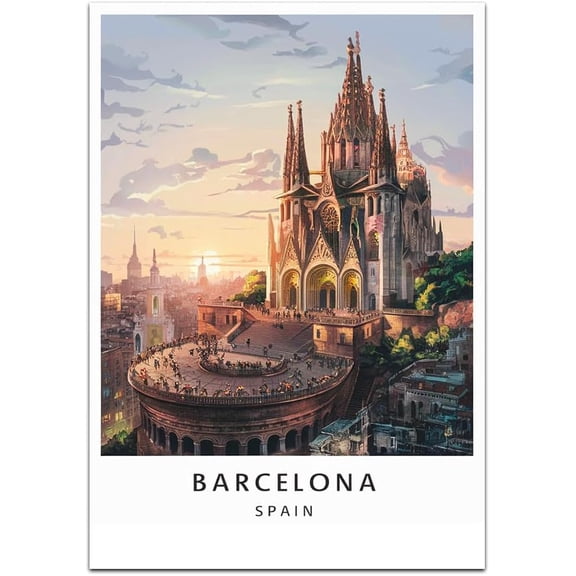 Barcelona Map Retro Style Travel Canvas, Barcelona Map Vintage Rustic Canvas Print, Home Office Wall Decoration, Barcelona Map Country Canvas Canvas ltp6gE