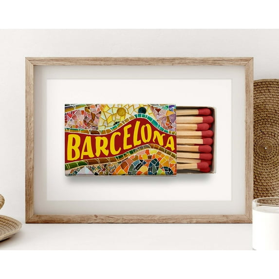 Barcelona Matchbox Poster, Spain Travel Wall Decor, Elegant Wall Art Gift idea, Colorful Antonio Gaudi Mosaic Poster, Gallery Wall PS0541, 16x24 UNFRAMED