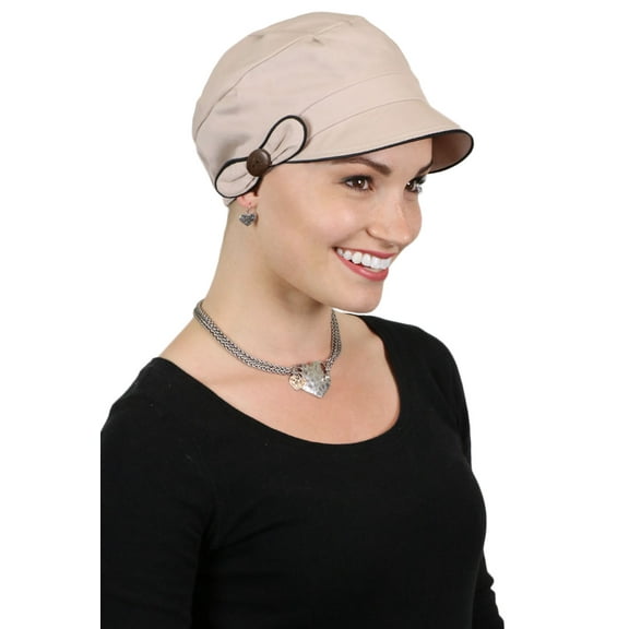 Barcelona Newsboy Hat for Women Small or Medium Sizes (S Beige)