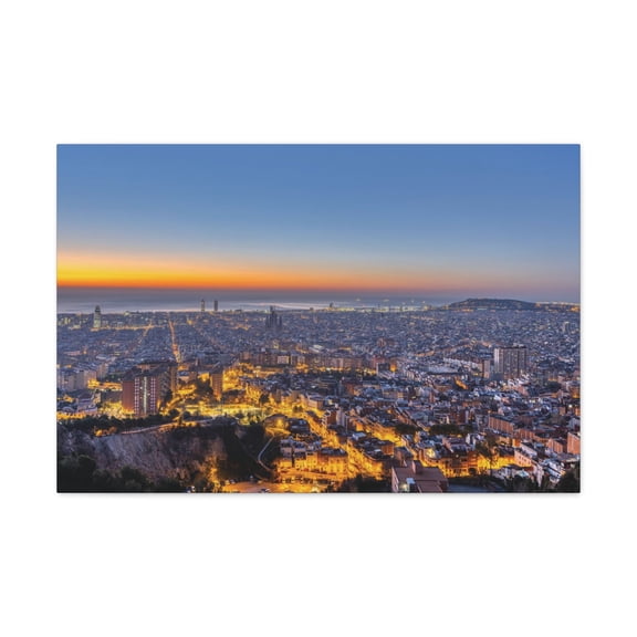 Barcelona Night Skyline Canvas Artwork Breathtaking Stunning Cityscape for Home Decor Ready to Hang