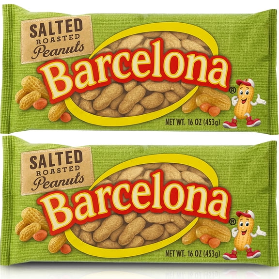 Barcelona Nut Inshell Peanuts GGA1 Salted & Dry Roasted Bags | Bulk 2 Pounds | In Shell For Human | Whole Jumbo Peanuts | In the Shell for People | Healthy Snack