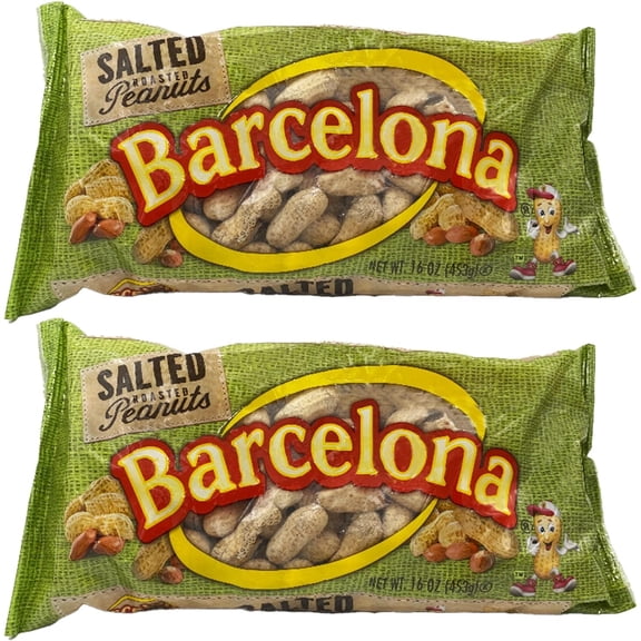 Barcelona Nut Inshell Peanuts Salted & Dry Roasted Bags | Bulk 2 Pounds | In Shell For Human | Whole Jumbo Peanuts | In the Shell for People | Healthy Snack