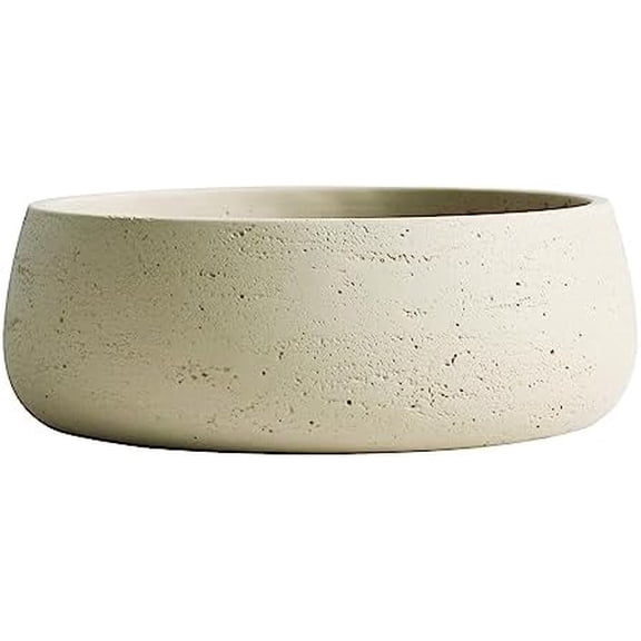 Barcelona Off-White Ceramic Plant Bowl - 11 Inch - Indoor Outdoor Planter and Table Decor$$Garden & Patio