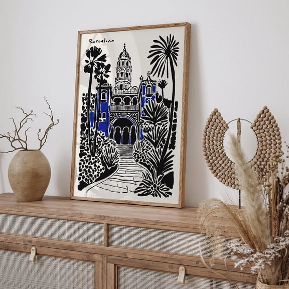 Barcelona Palau Music Architecture Poster, Stretched Size 8x12