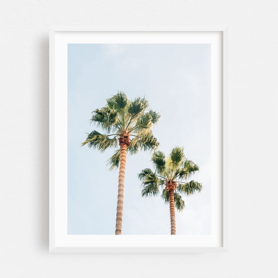 Barcelona Palms 03 - Barcelona Catalonia Spain Photography White Framed Wall Art Print 16 x 24 inches