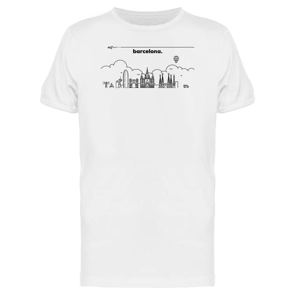 Barcelona Skyline Landmark T-Shirt Men -Image by Shutterstock, Male Small