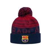 Icon Sports FC Barcelona Shade Bar a Pom Adult Unisex Beanie in Red & Navy