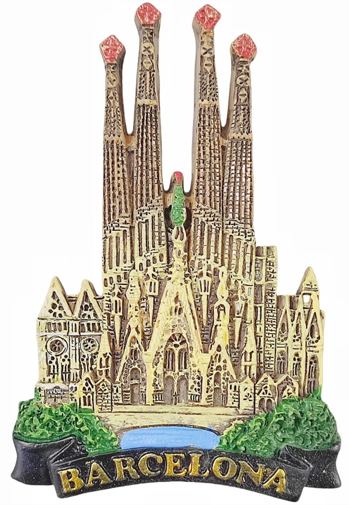 3D Barcelona Spain Fridge Magnet - Travel Souvenir Gift, Polyresin Home Decoration (6.5x7.3cm)