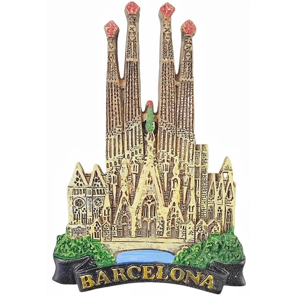 Barcelona Spain 3D Sagrada Famlia Fridge Magnet Souvenir Gift,Resin Handmade Barcelona Refrigerator Magnet Home Decoration Collection