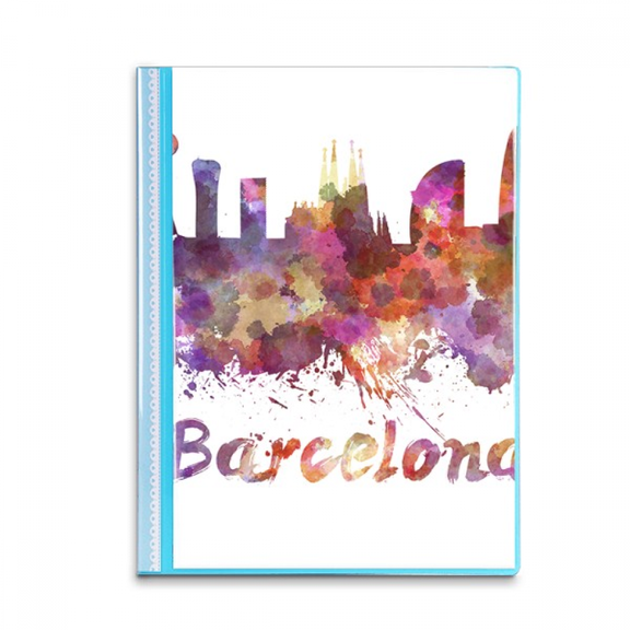Barcelona Spain City Watercolor Book Sheet Protectors Portfolio Binder Folder