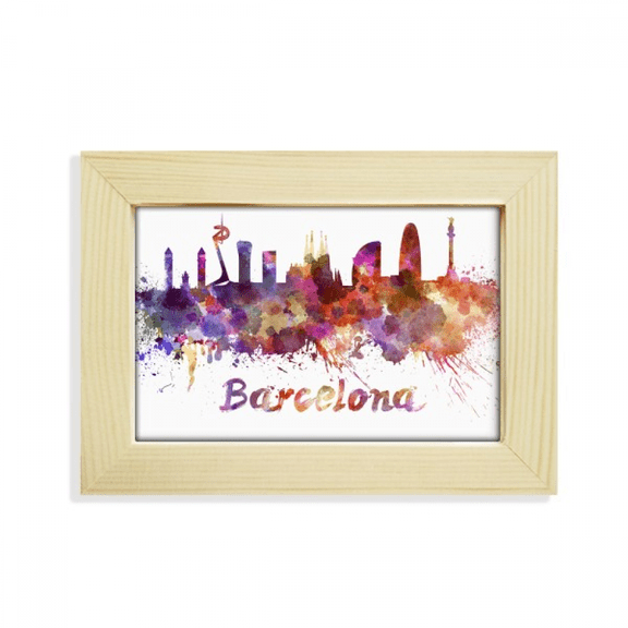 Barcelona Spain City Watercolor Desktop Decorate Photo Frame Picture Art Painting 5x7 inch