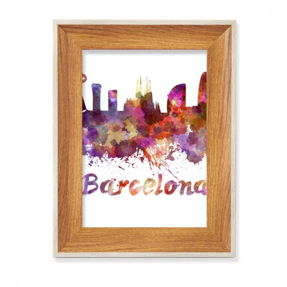 Barcelona Spain City Watercolor Desktop Wooden Photo Frame Display Picture Art Painting Multiple Sets