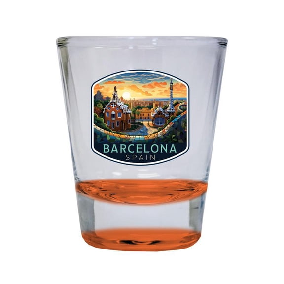 Barcelona Spain Design B Souvenir 2 oz Round Shot Glass Orange