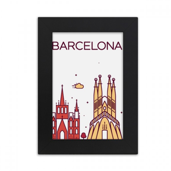 Barcelona Spain Flat Landmark Pattern Desktop Photo Frame Picture Display Art Painting Exhibit