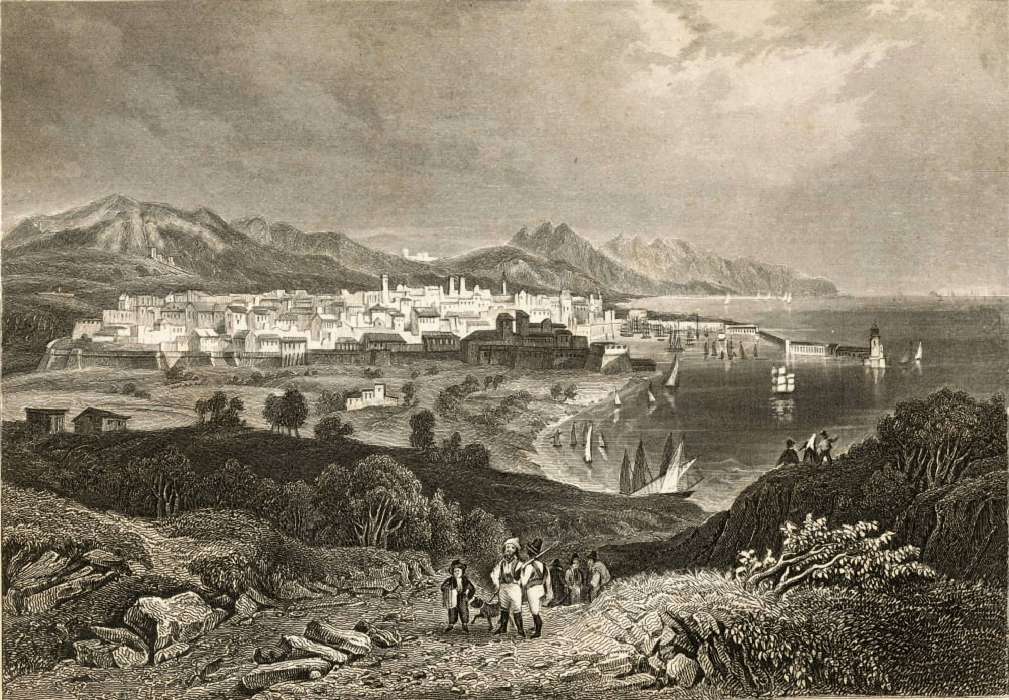 Barcelona Spain In Early 19Th Century Canvas Art - Ken Welsh Design Pics (36 x 24)