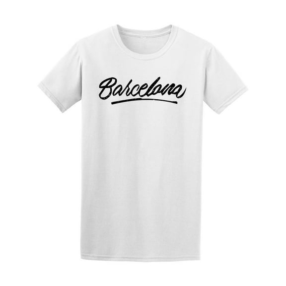 Barcelona Spain Ink Calligraphy T-Shirt Men -Image by Shutterstock, Male 3X-Large
