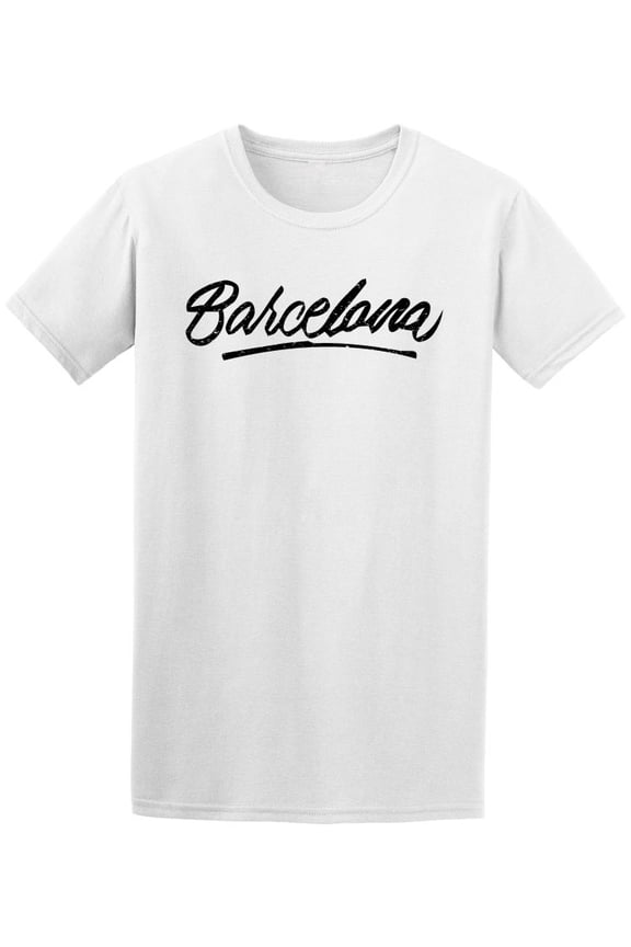 Barcelona Spain Ink Calligraphy T-Shirt Men -Image by Shutterstock, Male XX-Large