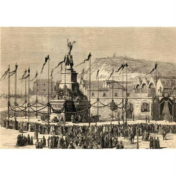 Barcelona Spain Monument To Peace From A Photograph by D.S. Kieger Poster Print - 18 x 12