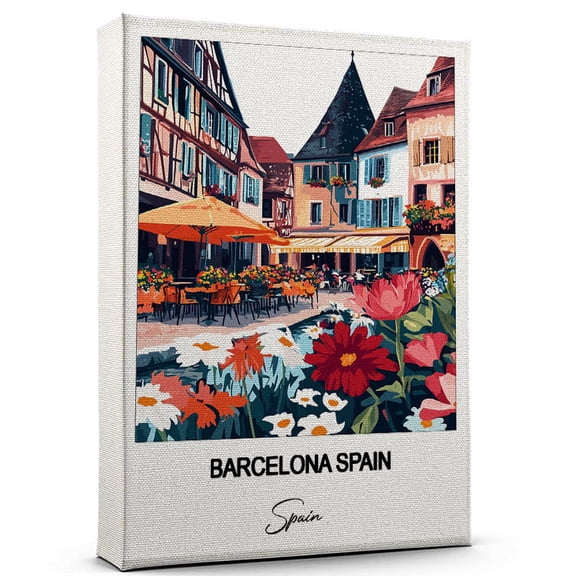 Barcelona Spain Travel Canvas Wall Art Beautiful Travel Decor for Bedroom, Office Spain Canvas Print Serene and Scenic Wall Decor Gift for Travel Lovers