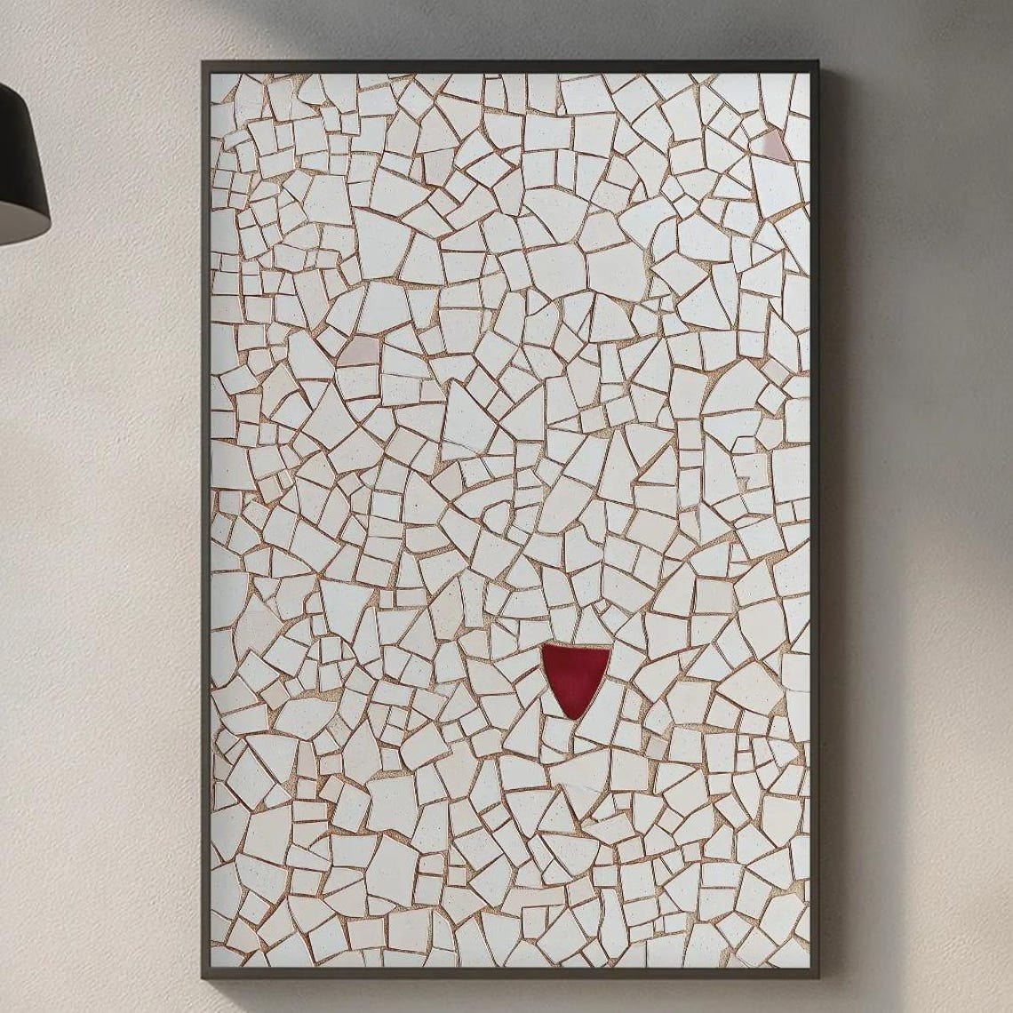 Barcelona Tile Poster, White Mosaic Heart, Modern Minimal Texture ...
