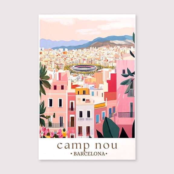 Barcelona Travel Canvas, Soccer Wall Decor for Fans