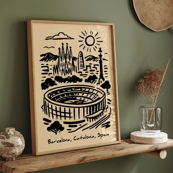Barcelona Travel Cityscape Unframed Paper Print