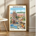 thumbnail image 1 of Barcelona Travel Poster: Vintage Spain Art Print, Retro City View, Unframed Canvas Size 12x18, 1 of 4