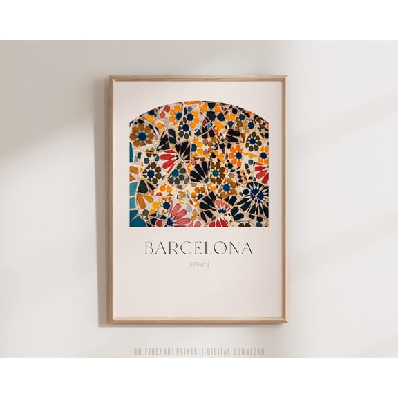 Barcelona Travelable Tile Pattern Spain, Unframed Poster