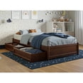 thumbnail image 1 of Barcelona Twin Panel Platform Bed with 2 Storage Drawers in Walnut, 1 of 10