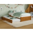 thumbnail image 1 of Barcelona Twin Solid Wood Panel Platform Bed with Twin Trundle in Light Toffee, 1 of 10