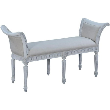 Barcelona Window Bench-Antiqued Whitewash, Oatmeal Linen