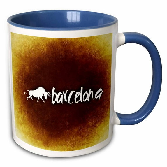 3drose, Barcelona with Spanish Bullfighting, 15oz Two-tone Blue Mug