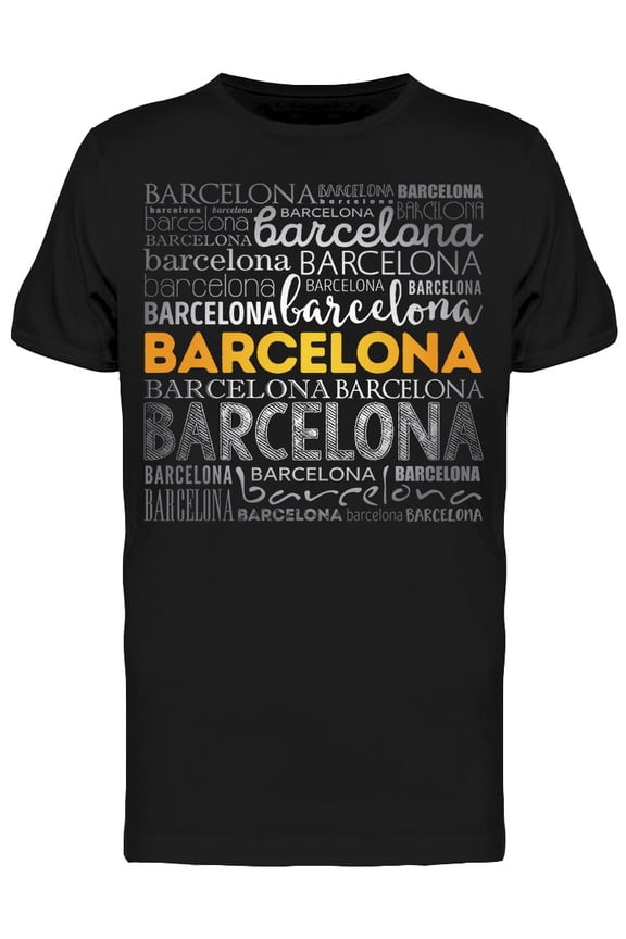 Barcelona Words Cloud T-Shirt Men -Image by Shutterstock, Male Medium