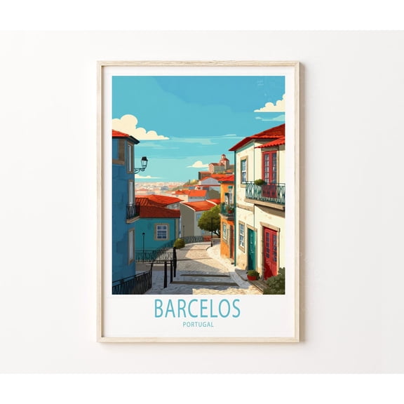 Barcelos Portugal Traditional Market Town Heritage Wall Art, Unframed Paper Poster 8x10in