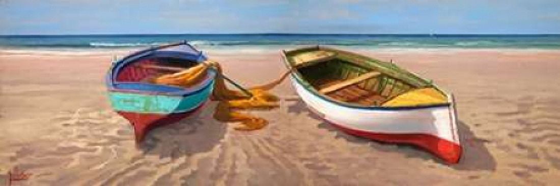 Barche sulla battigia Canvas Art - Adriano Galasso (8 x 24)