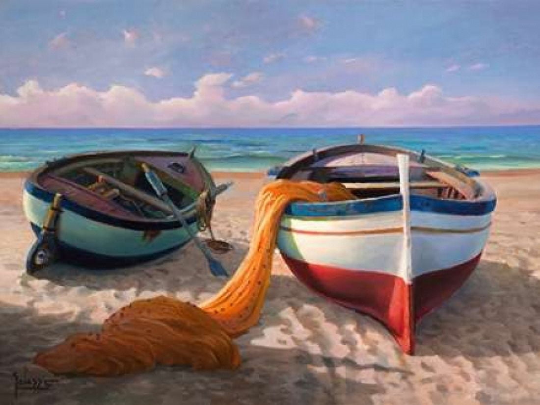 Barche sulla spiaggia Canvas Art - Adriano Galasso (22 x 28)