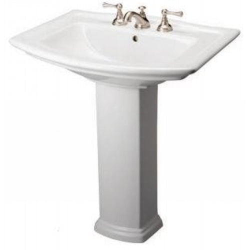 Barclay 3398WH Pedestal Sink with 8"; Widespread, White