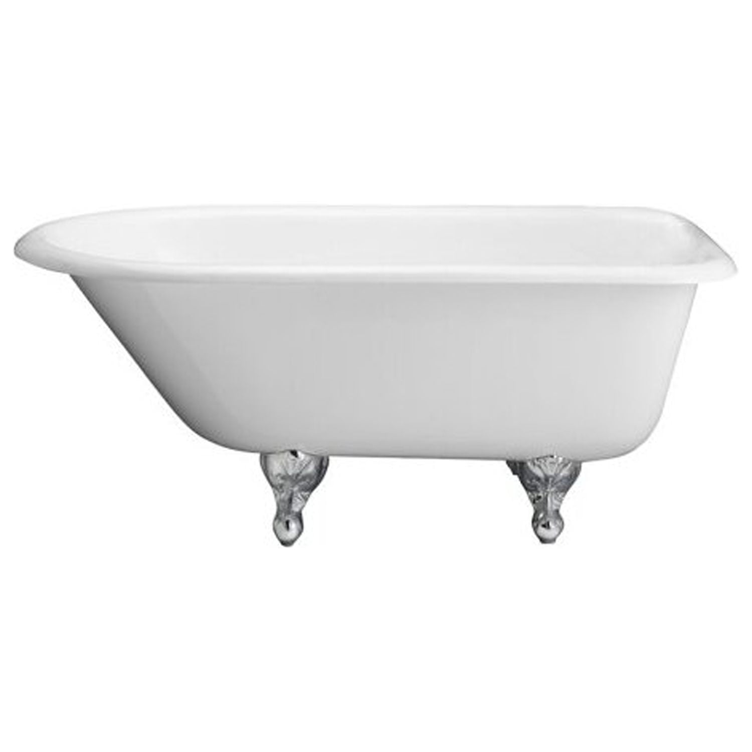White Cast Iron Clawfoot Oval Soaking Bathtub, 57 inches