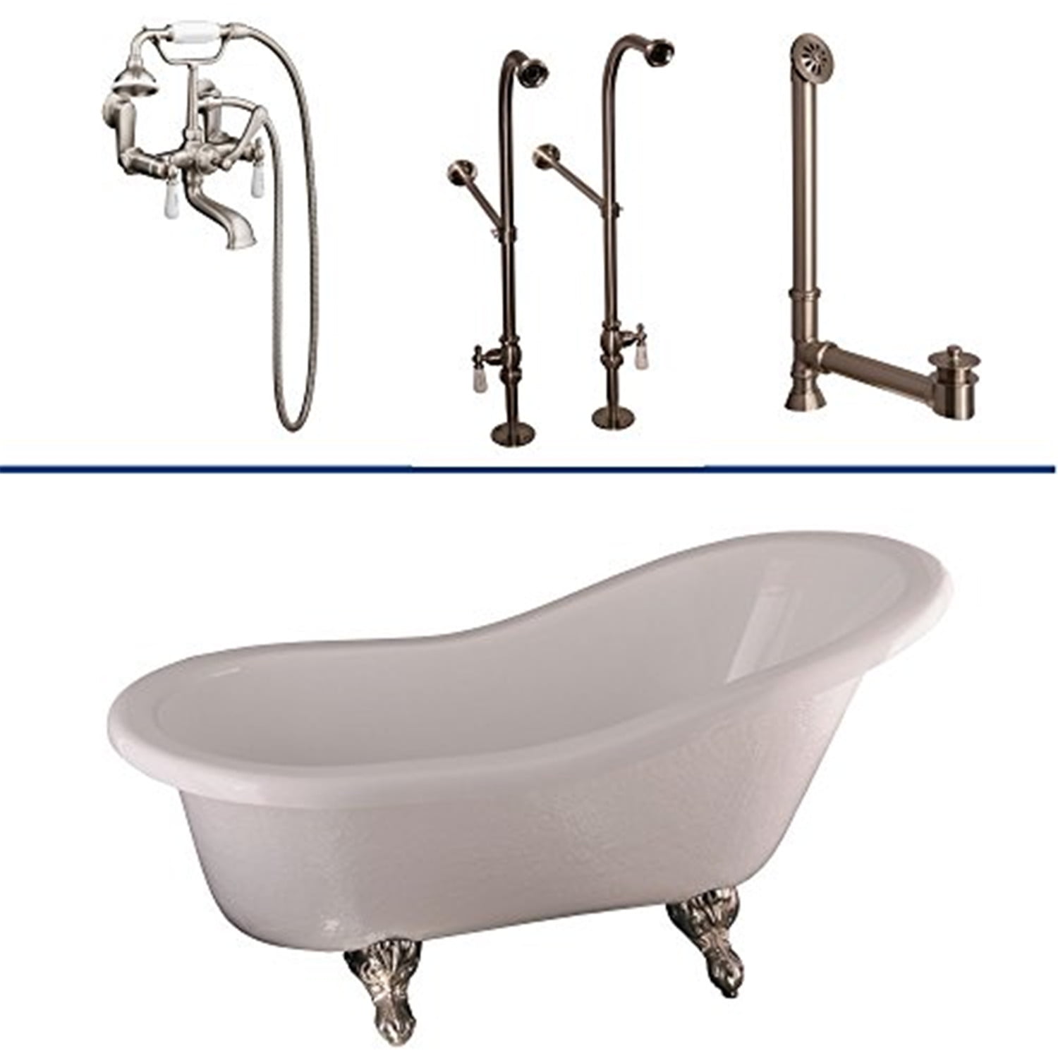 Elegant 60" Acrylic Clawfoot Soaker Tub with Traditional Elephant Spout