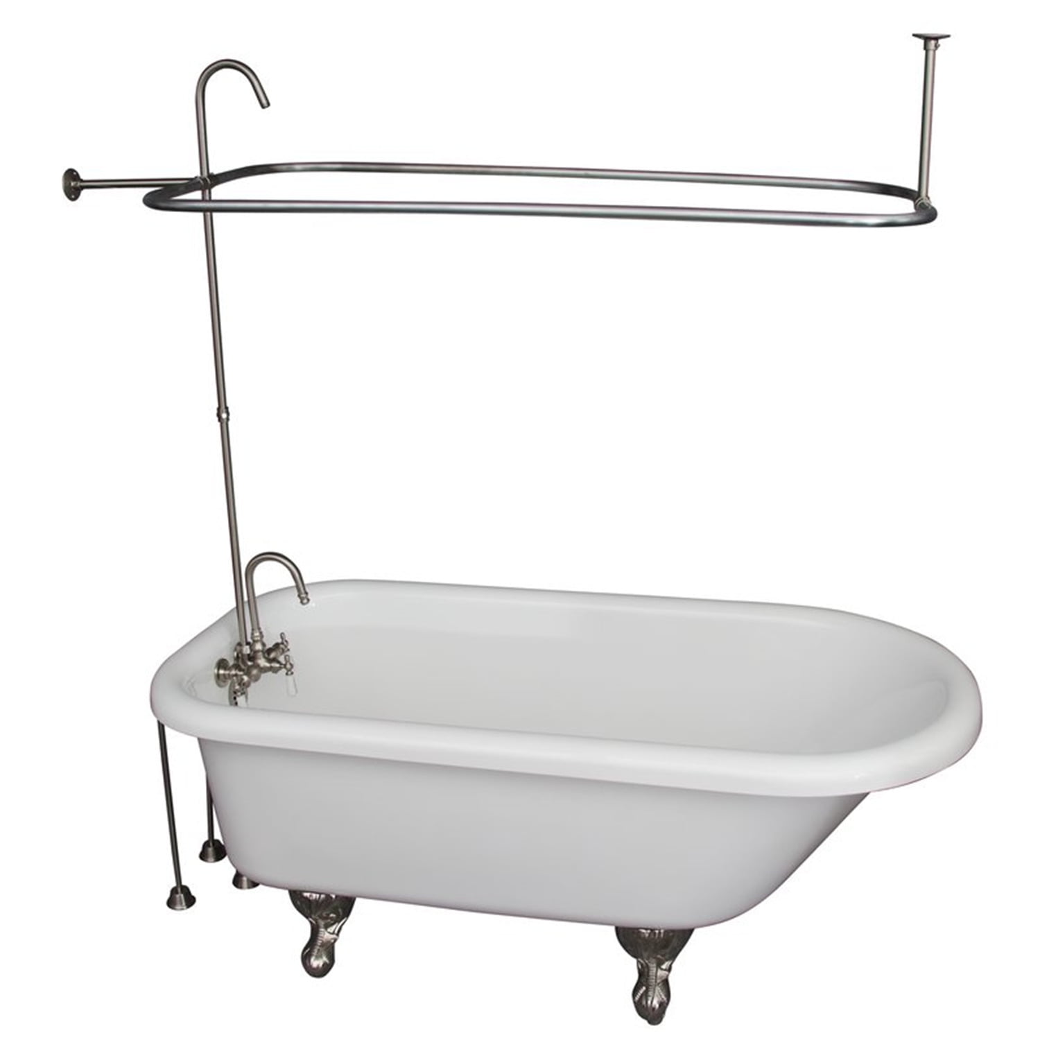 60-Inch White Acrylic Clawfoot Oval Freestanding Bathtub