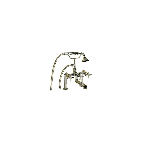Barclay 7601-MC-BN Deck Mount Tub Facuet w/ CrossHandles, Hand Shower-BN