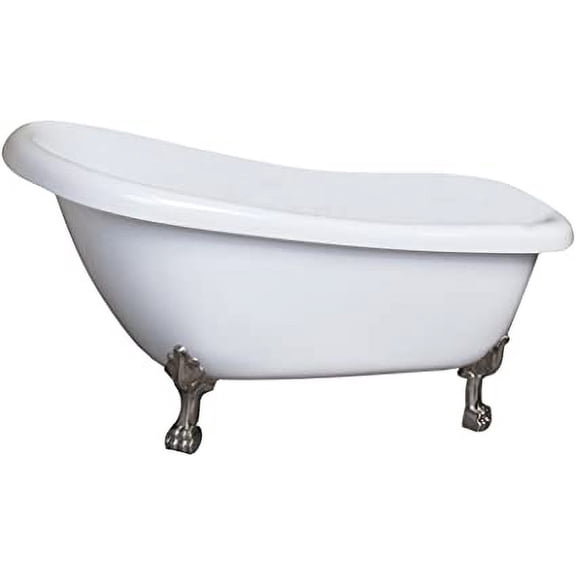 Barclay ASN67LP-WH-PB 67 In. Acrylic Bathtub With Polished Brass Lion Feet